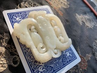 CHINESE QING PERIOD CARVED SPINNING JADE W BUTTERFLY ANTIQUE PENDANT 7