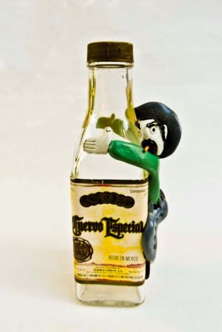 Vintage Rare Cuervo Especial Mexico Tequila Bottle With Attached Cowboy Figurine