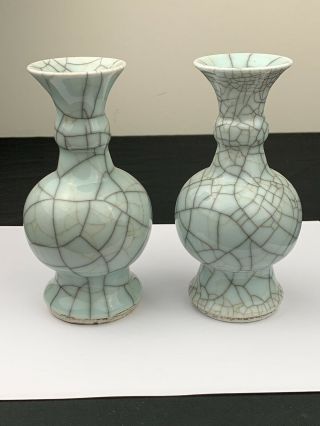 Wonderful Chinese Possible Antique 1900s Crackle Vases 2