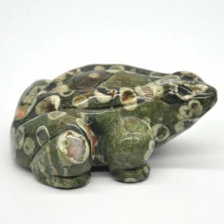 2.  6 " Stone Carving Frog Figurine Green Rainforest Jasper Lucky Healing Decor