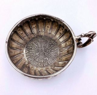 Antique Sterling Silver Tastevin Wine Taster Cup German Besancon Coin 1661