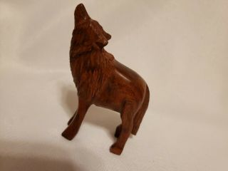 Hand Carved Wood Wooden Ironwood Small Standing Wolf Howling Figurine 3¾ " Height