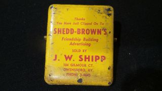 Vintage Advertising Metal Clip Shedd - Brown 