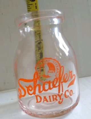 Vintage Half Pint Schaefer Dairy Co.  Milk Bottle Glass