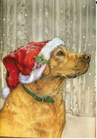 Evergreen Garden Flag Christmas Lab Yellow Labrador Retriever Dog 12.  5 X 18