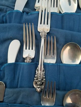 Gorgeous Wallace Grand Baroque 80 Piece Sterling Silver Flatware Setting 2