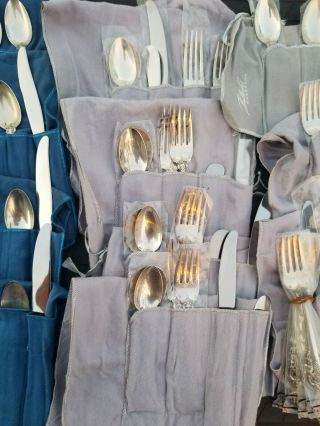 Gorgeous Wallace Grand Baroque 80 Piece Sterling Silver Flatware Setting 4