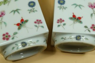 Pair Chinese Famille Rose Butterfly Porcelain Vases.  Marked. 6