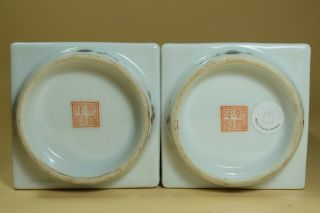 Pair Chinese Famille Rose Butterfly Porcelain Vases.  Marked. 7