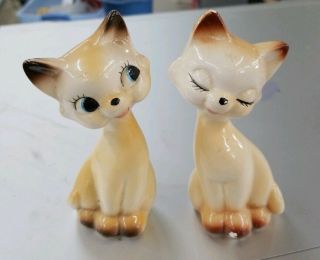Vintage Siamese Cats’ Salt & Pepper Shakers Porcelain Made In Japan