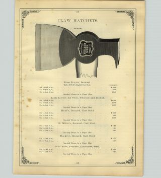 1890 Paper Ad Keen Kutter Claw Lathing Hatchet Simmon 