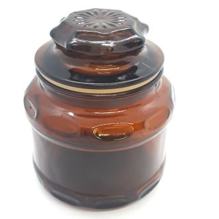 Amber Brown Glass Apothecary Canister Spice Jar Lid 4 " Cotton Ball Storage