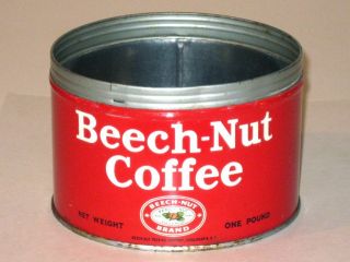 Vintage Beech - Nut Coffee Advertising Tin Can Key Opened One Pound