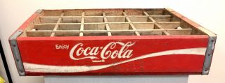 Red Wooden Coca - Cola Classic Coke Crate Bottle Carrier Chattanooga 1970 E
