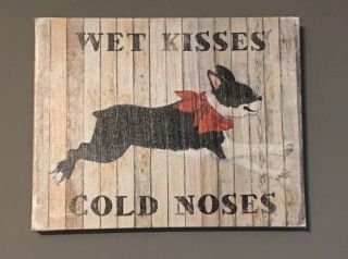 Boston Terrier Dog Wrapped Canvas Wall Art Wet Kisses Cold Noses 11x14