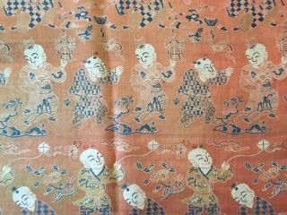 Antique Chinese Silk Hundred Boys Panel 10
