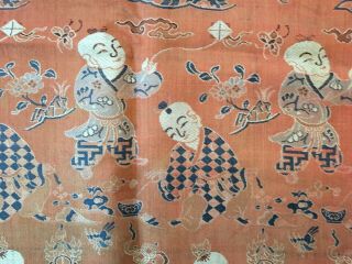 Antique Chinese Silk Hundred Boys Panel 6