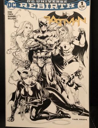 Batman 1 Kirkham & Hastings B/w Sketch Variant Nm Dc Rebirth Harley Quinn