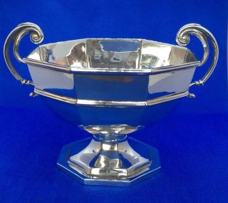 Fantastic Medium Octagonal Solid Hallmark Silver Twin Handle Trophy Cup 1933