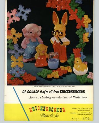 1953 Paper Ad Knickerbocker Toy Plastic Banks Rabbit Pig Color Baa Baa Talk Lamb