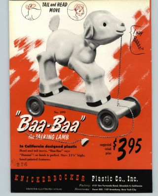 1953 PAPER AD Knickerbocker Toy Plastic Banks Rabbit Pig COLOR Baa Baa Talk Lamb 2