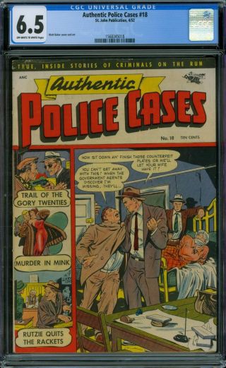 Authentic Police Cases 18 Cgc 6.  5 - Ow/w Pages - Matt Baker Cover And Art