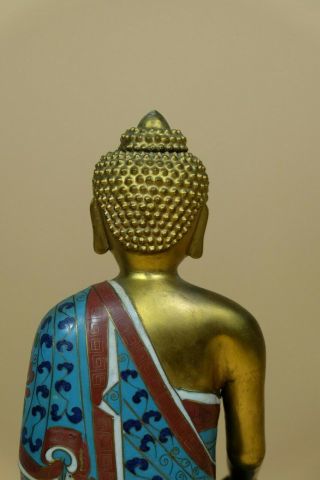 Large Chinese Bronze Cloisonne Buddha Sakyamuni Statue. 7