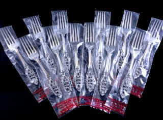 12 Grand Majesty Oneida Sterling Silver 7 - 1/2 Inch Dinner Forks In Bags