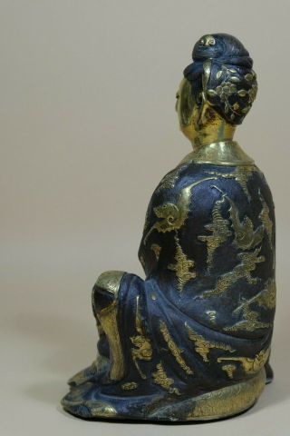 Antique Chinese Brass Gilt Figure Of GuanYin. 4