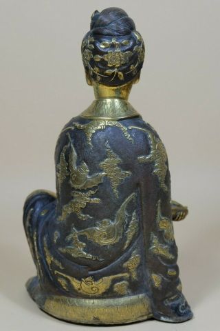 Antique Chinese Brass Gilt Figure Of GuanYin. 5