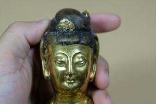 Antique Chinese Brass Gilt Figure Of GuanYin. 7