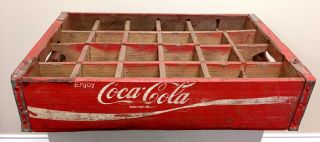 Red Wooden Coca - Cola Classic Coke Crate Bottle Carrier Temple Chattanooga F