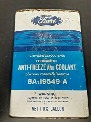 Vintage Ford Motor Company Antifreeze 1 Gallon Can Tin Metal Can