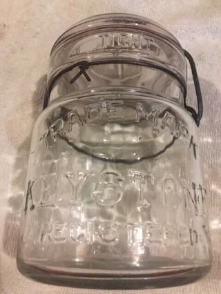Trade Mark Keystone Registered Pint Jar With Glass Lid And Wire Bail Closure