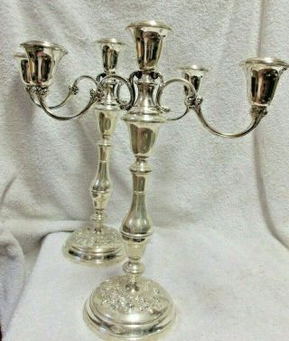 Gorham Sterling Silver Candelabra Buttercup Pair 3 Light Candle Holders 987
