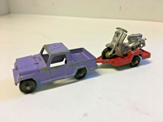 Vintage Tootsietoy Jeep Scooter & Trailer Diecast Toy Car Motorcycle Truck