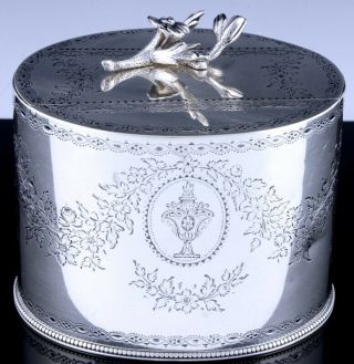 IMPORTNT 1778 GEORGIAN HESTER BATEMAN STERLING SILVER ARMORIAL TEA CADDY JAR BOX 4