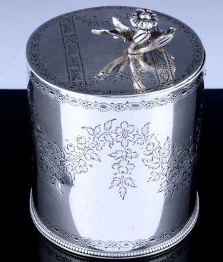 IMPORTNT 1778 GEORGIAN HESTER BATEMAN STERLING SILVER ARMORIAL TEA CADDY JAR BOX 5
