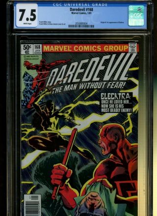 Daredevil 168 Cgc 7.  5 | Marvel 1981 | Origin & 1st Elektra.