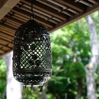 Takaoka Japanese Bronze Hanging Lantern Toro Garden Temple Open Work Aoi Mon