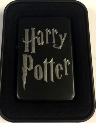 Harry Potter Logo Black Engraved Cigarette Lighter Len - 0193