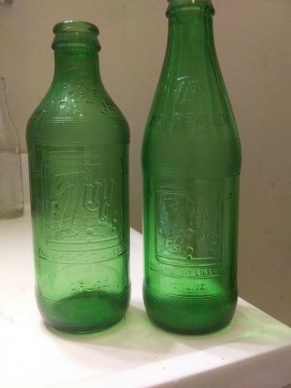 2 Vintage 7up / Seven - Up 10oz No Deposit Bottle Embossed