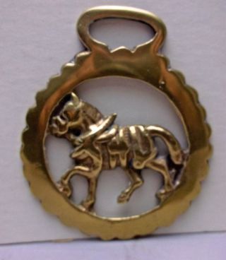 Vintage Horse Brass Brasses Medallion,  Draft Horse In Harness