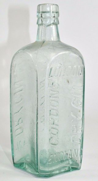 Antique Aqua Gordons Dry Gin Quart Bottle London England Bim