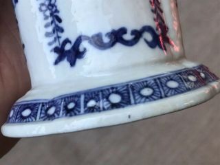 Estate Antique Chinese Famille Rose Blue White Flatten Baluster Vase 9