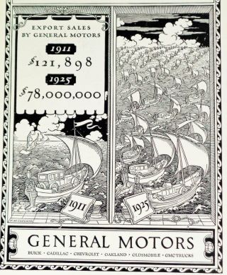1926 TM Cleland General Motors Overseas Trade Cars on Boats Art Print AD 1911 - 25 2