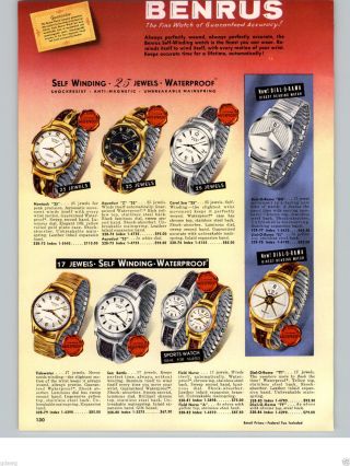 1958 Paper Ad 4 Pg Benrus Wrist Watch Self Winding Sea Battle Dial - O - Rama