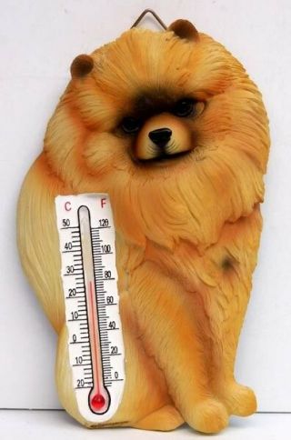 Pomeranian Thermometer,  Indoor Or Outdoor,  Spoontiques,  Resin,  Item 08175