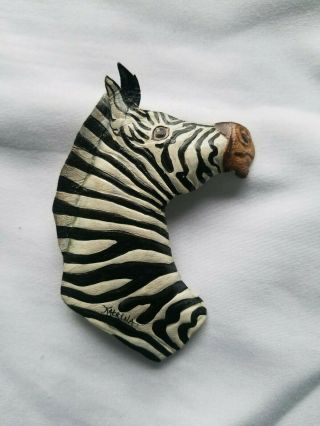 Zebra Leather Handpainted Pin