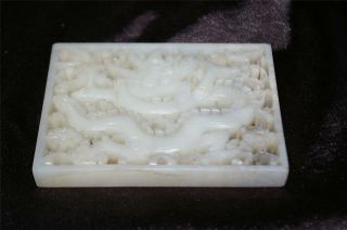 Chinese Antique White Jade Openwork Dragon Plaque Ming Dynasty 2